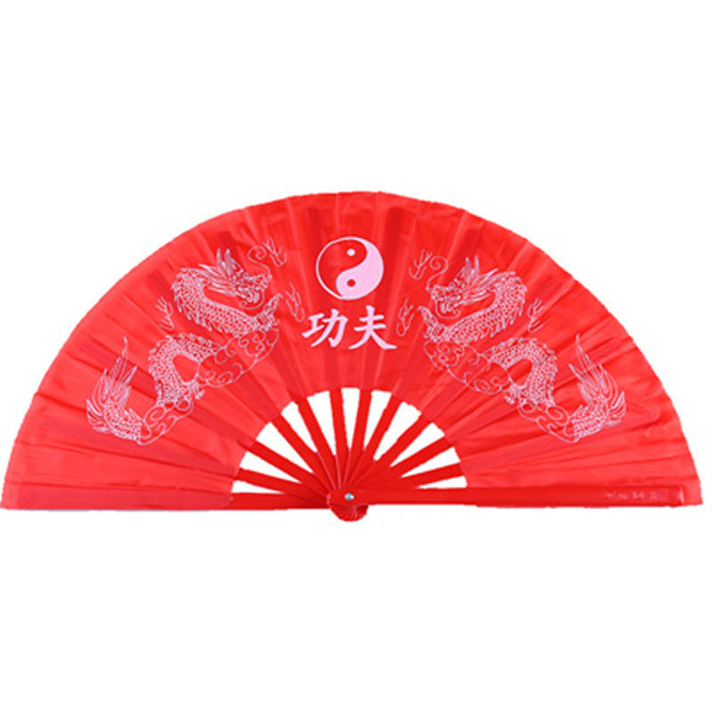 Factory wholesale Tai Chi fan Kung Fu fan Ring fan children adult martial arts fan bamboo bone plastic red dance fan