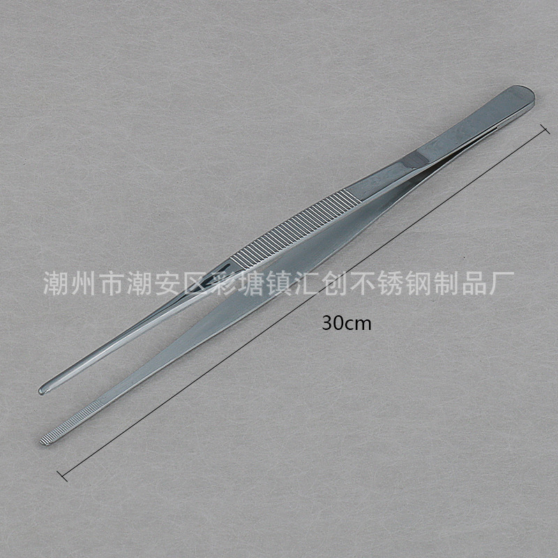 High-End Thickeneded Anti-Iodine Dressing Tweezers 125-300mm Refined Stainless Steel Round Art Tweezers Landscaping Clips