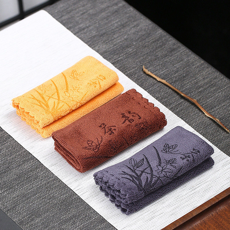 Чайное полотенце мягкое впитывающее утолщенное микрофибровое тряпка для чайного подноса напечатанное чайное полотенце для уборки чайное стихотворение чайное полотенце логотип