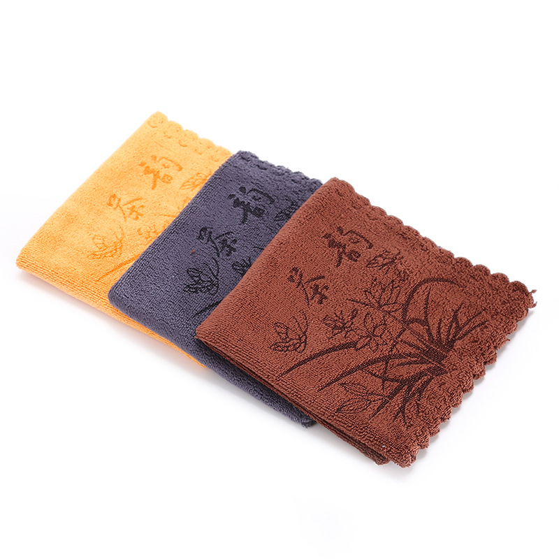 Tea Towel Soft Absorbent Thickened Microfiber Tea Tray Rag Printed Tea Cloth Kitchen Cleaning Tea Rhyme Tea Towel LOGO