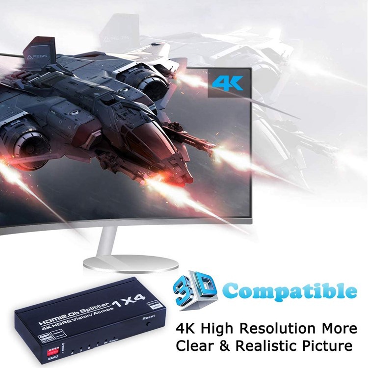 New HDMI distributor 1 minute 4hdmi2.0 distributor 1 in 4 out HDCP2.3 4K60HZ1080P 3D