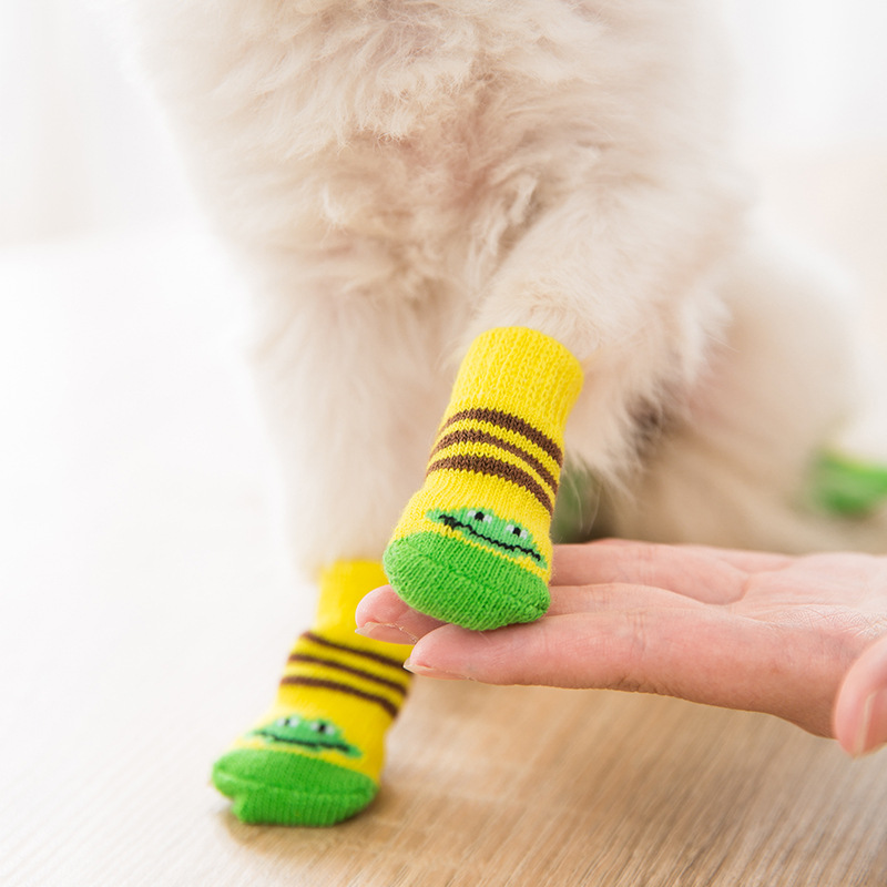 Pet socks high quality non-slip bottom puppy socks dog foot cover teddy dog poodle cotton socks supplies 4 Pack