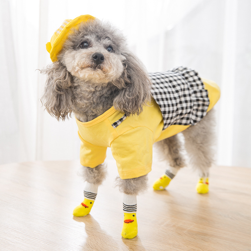 Pet socks high quality non-slip bottom puppy socks dog foot cover teddy dog poodle cotton socks supplies 4 Pack