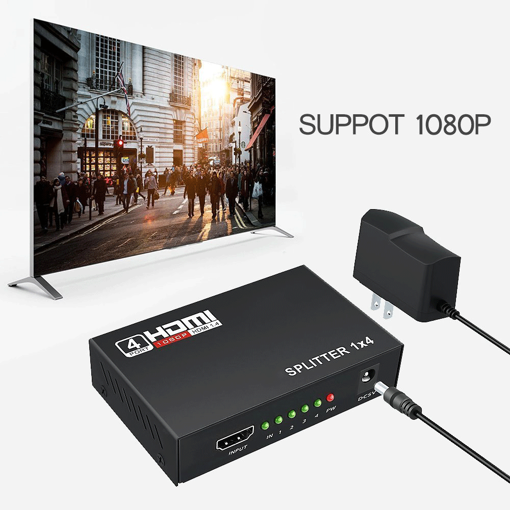 Cross-border HDMI1x4 one in four out 1 minute 4 1.4 version distributor 4k * 2k support 3D