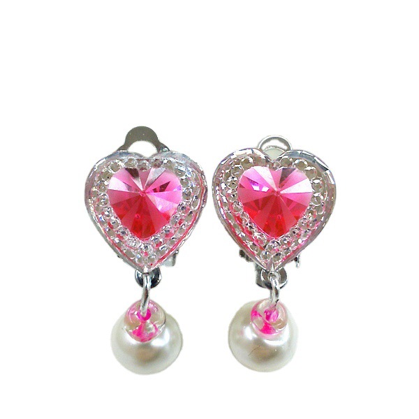 Children's Ear Clip Earrings Princess No Ear Holes Women's Fake Earrings Love Flash Diamond Children's Earrings Ear Pendant Ear Accessories