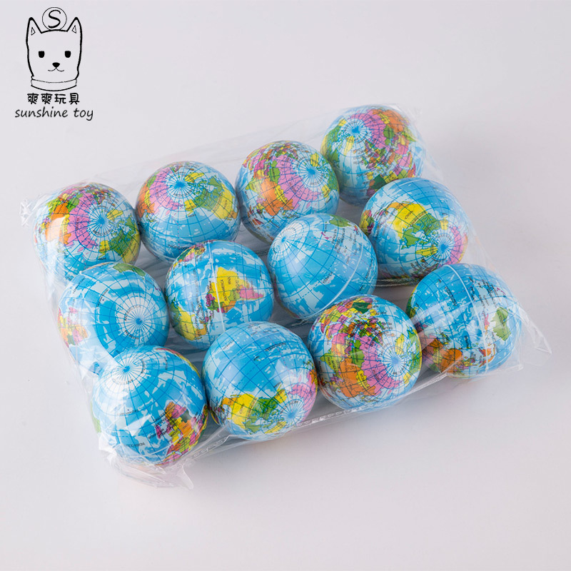 Кросс-Бордер Оптовая Продажа ПУ Земля 63мм Стресс Мяч Детская Декомпрессионная Игрушка Мяч Научная и Образовательная Карта Пенный Губчатый Глобус