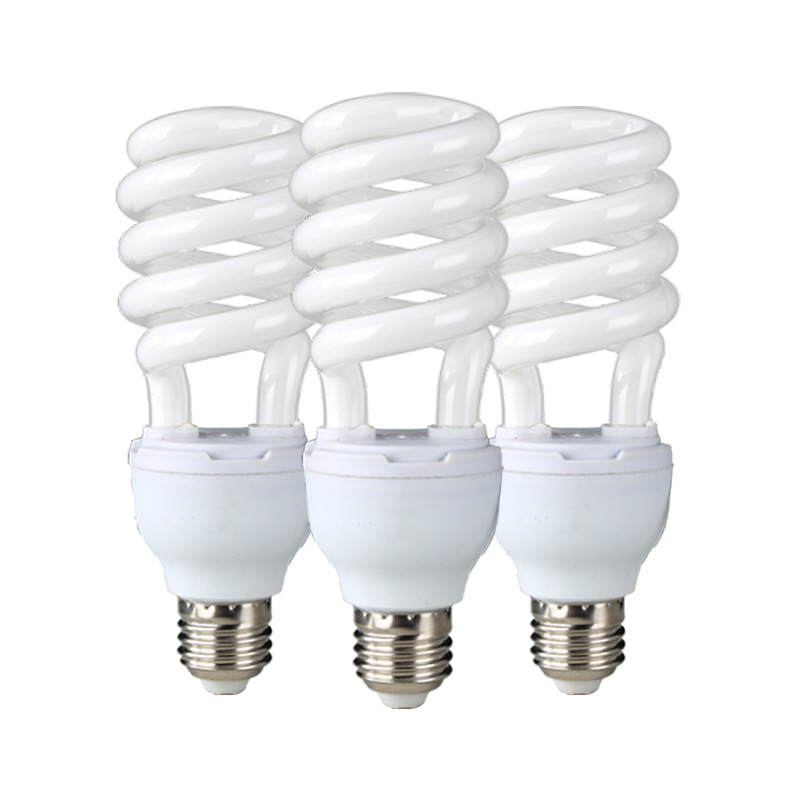 Factory wholesale energy-saving lamp tricolor high-power half screw energy-saving bulb spiral household glass tube