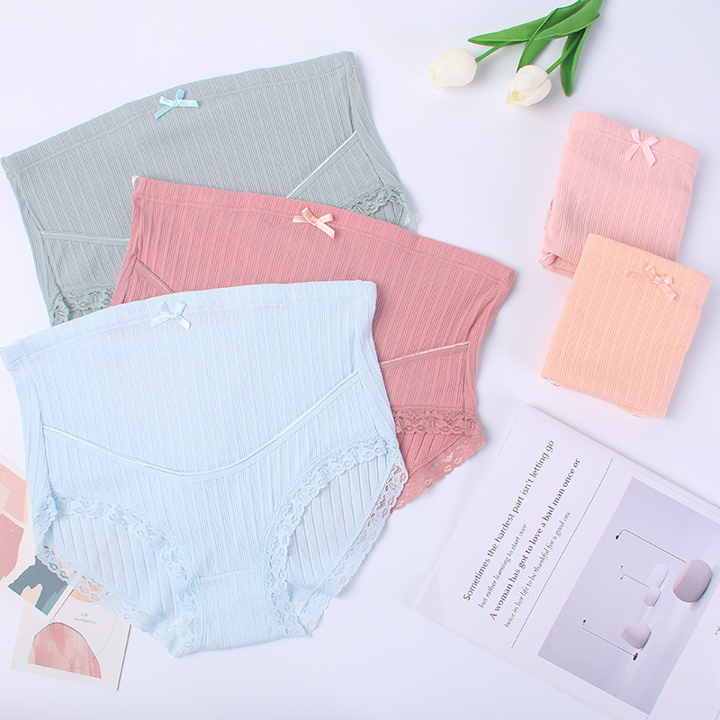 Pregnant women's underwear plus size Breathable High waist lace belly support adjustable pregnant women's thread briefs manufacturer