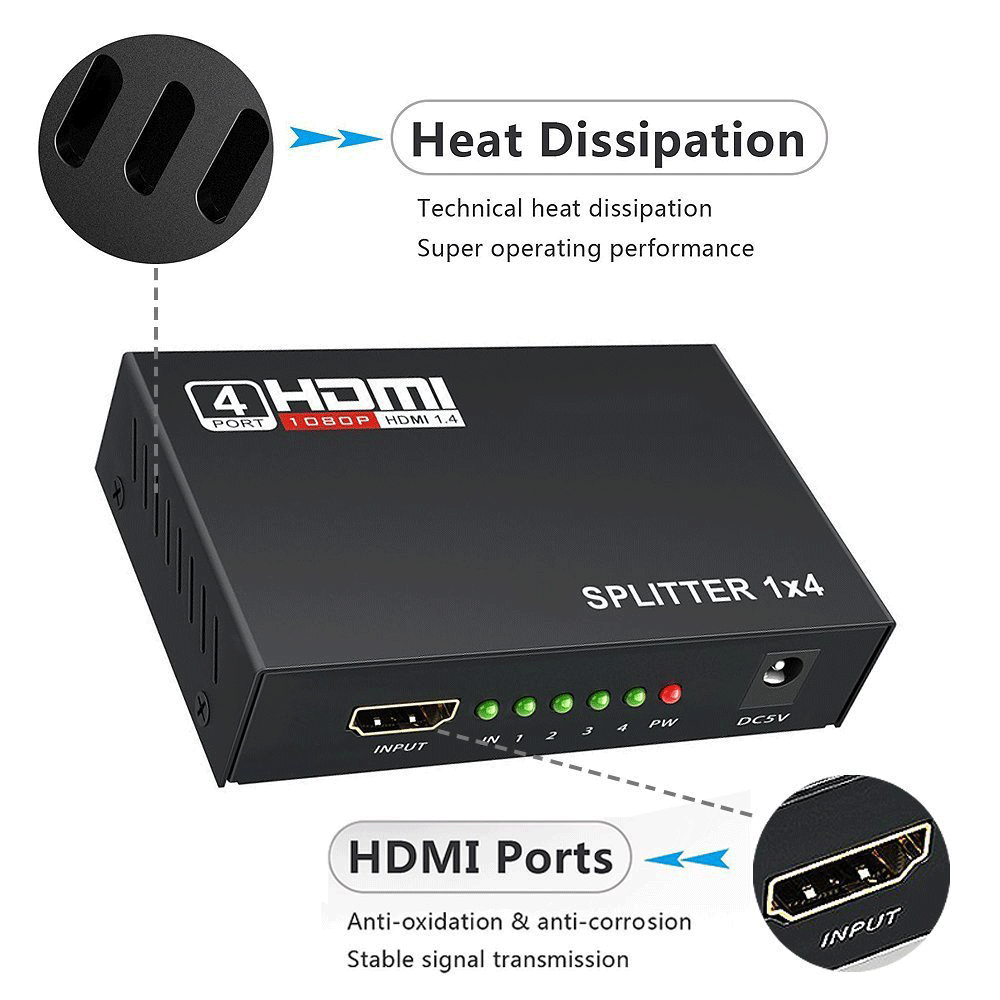 Cross-border HDMI1x4 one in four out 1 minute 4 1.4 version distributor 4k * 2k support 3D