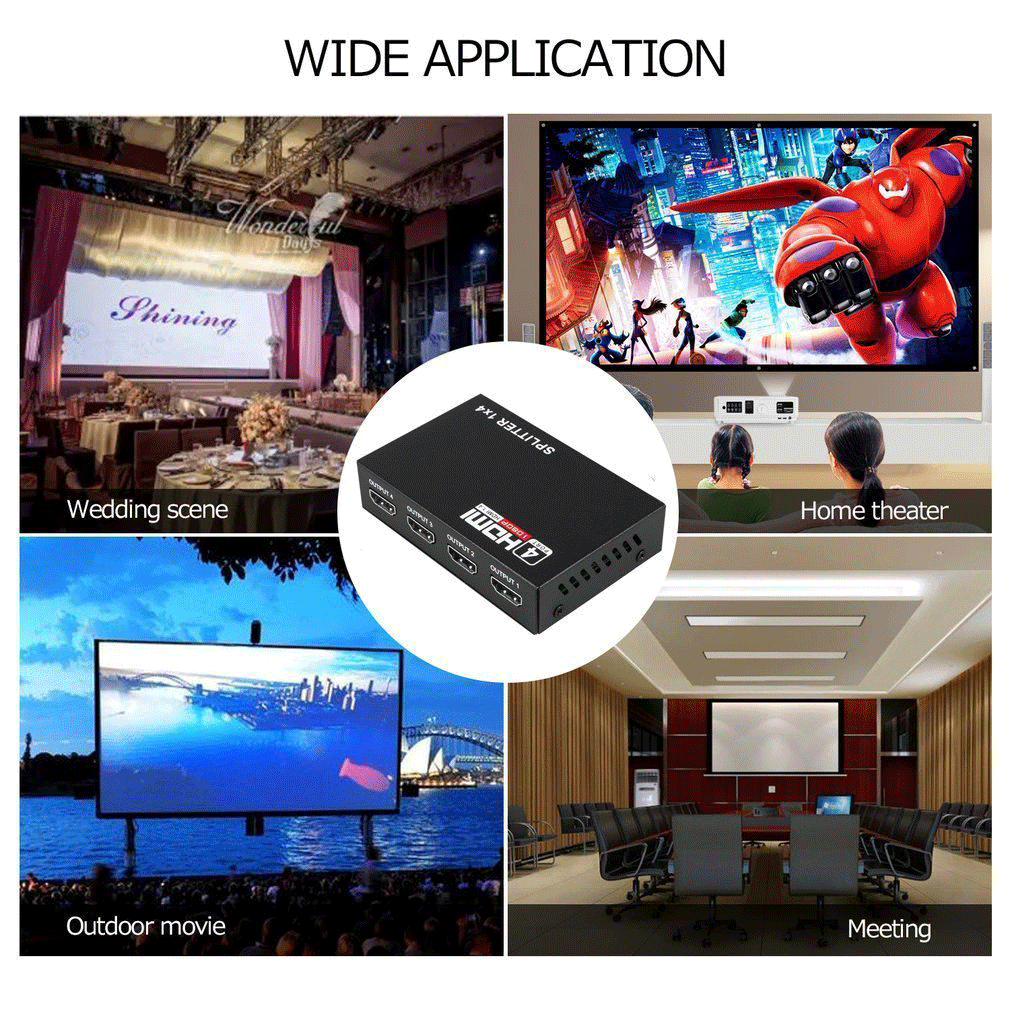 Cross-border HDMI1x4 one in four out 1 minute 4 1.4 version distributor 4k * 2k support 3D