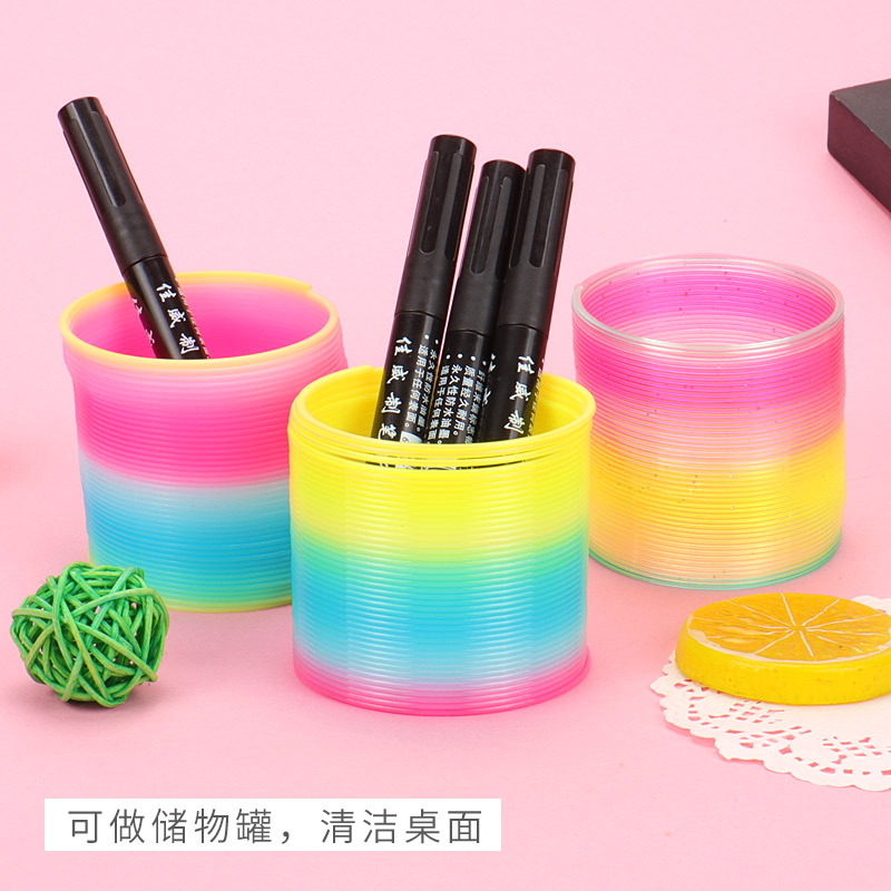 Medium-sized boxed rainbow ring Jenga 6.5 * 6CM children's spring ring hot selling stall toys wholesale