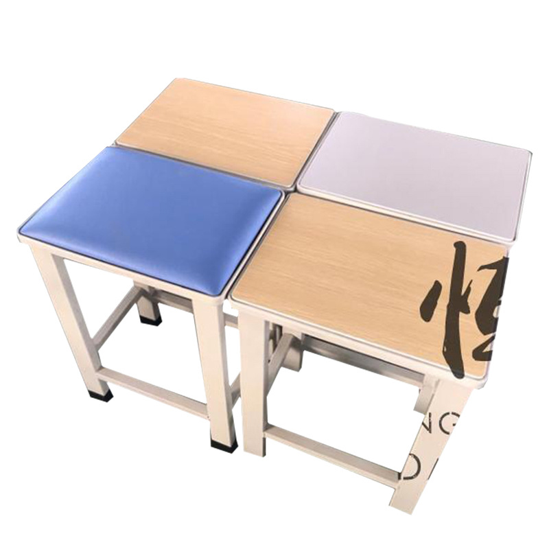 Work Stool, Square Stool, Solid Wood Stool, Workshop Employee Operation Stool, Laboratory Soft-Covered Stool, School Stainless Steel Iron Stool