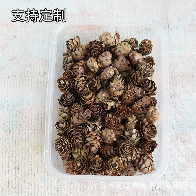 [Mini Pine Cone] DIY Handmade Garland Dried Flower with Material Package Christmas with Candlestick Lighting Decoration