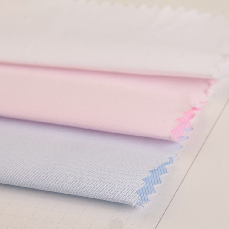 Factory Wholesale Cvc High-Density Diagonal 45% Cotton Ultra-Fine Diagonal Jacquard Shirt Fabric, Comfortable and Breathable for Professional Wear