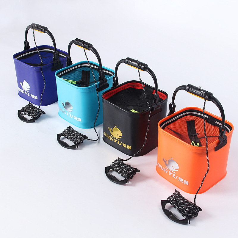 Ведро для рыбалки, складное ведро из ЭВА, квадратное ведро с сеткой, маленькое ведро, оптовые рыболовные принадлежности