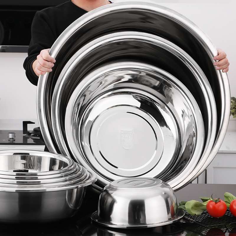Stainless Steel Basin Large Basin Thickeneded Vegetable Basin Canteen Soup Basin Restaurant Bucket Basin Wash Basin Household Wash Basin Basin