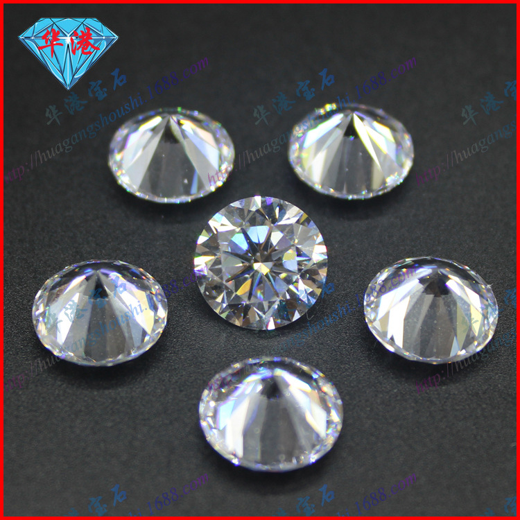 Huagang Gem Boutique 5A Eight Heart and Eight Arrows Zircon Bare Stone Round White Imported Gem Artificial Haoshi CZ Drill