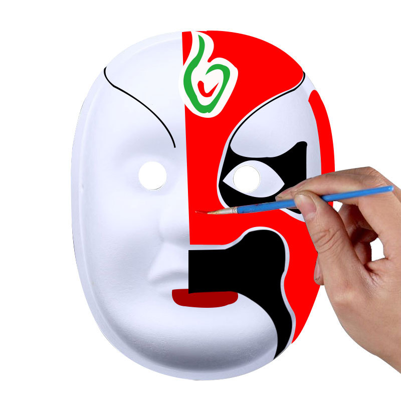 White Pulp Mask Peking Opera Face DIY Blank Children Hand-painted Men and Women Horse Spoon Cat Fox Cross-border Wholesale