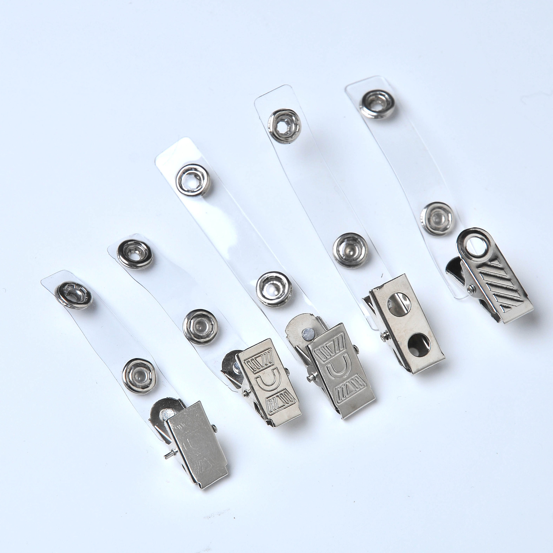 Single Hole Double Hole Transparent Strap Metal Badge Clip Id Clip Badge Clip Factory Brand Clip 2 Holes 4 Holes Iron Clip