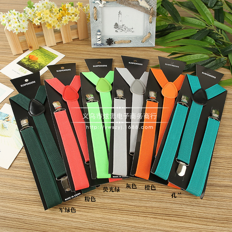 Factory direct spot adult solid color sling men's and women's Universal three clip strap elastic strap clip