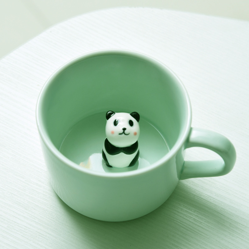 3D three-dimensional hand-painted animal Cup ceramic cup Mug Coffee Cup celadon Tea Cup support LOGO
