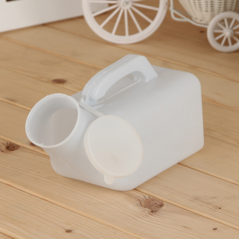 [Original Factory Direct Supply] Supply Men's Medical Pe Blow Molding White Urinal with Lid 1000ml