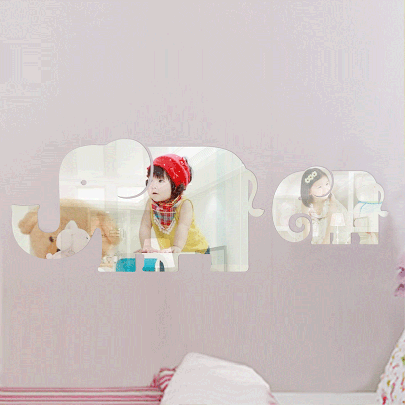 3D-акрилевые зеркальные стерео наклейки для стен, декор для гостиной, спальни, отелей, клубов, рекламные слова, декоративный слон