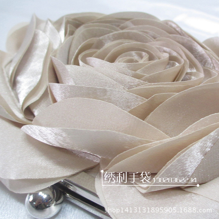 New ladies handbag satin flower hand bag satin bag evening bag bride bridesmaid wedding gift bag wholesale