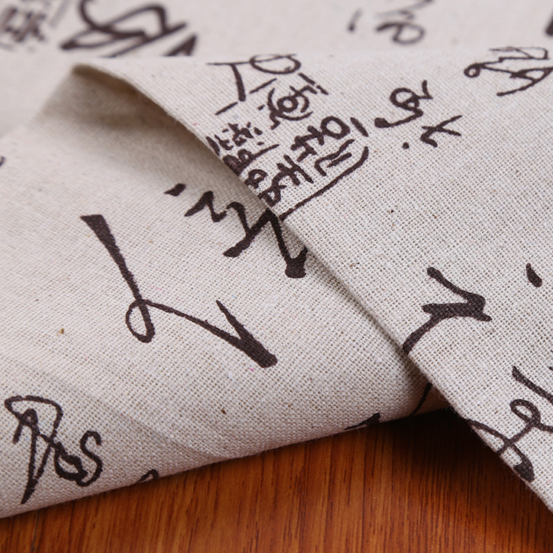 [Factory direct supply] Chinese and English text pattern monochrome printing clothing bag cotton linen linen linen printing fabric