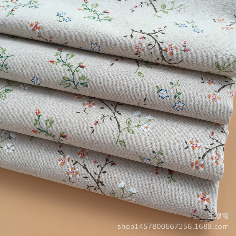 Factory Direct Sales Linen Printed Cotton and Linen Fabric Gardenia Craft Lining Tablecloth