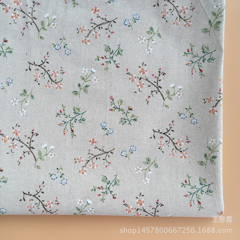 Factory Direct Sales Linen Printed Cotton and Linen Fabric Gardenia Craft Lining Tablecloth