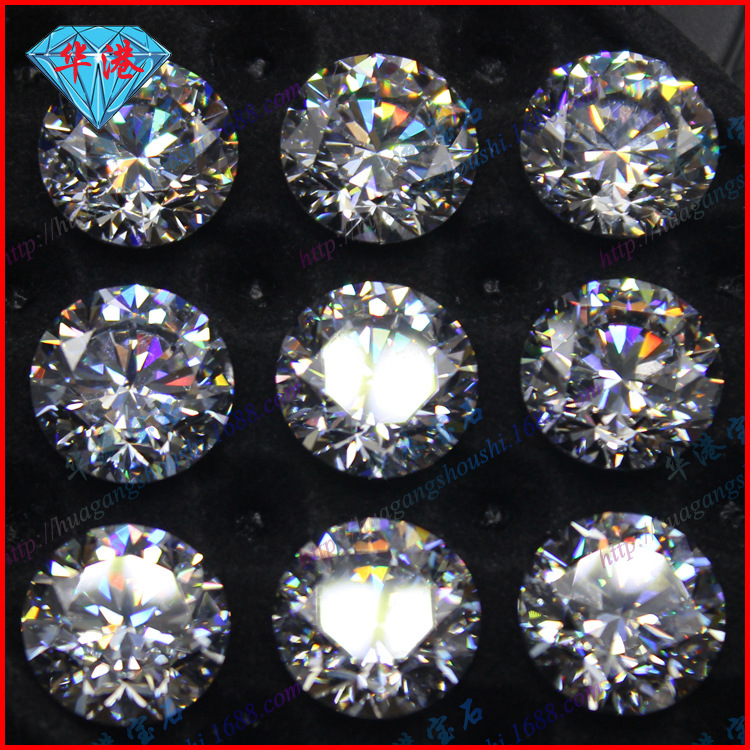 Huagang Gem Boutique 5A Eight Heart and Eight Arrows Zircon Bare Stone Round White Imported Gem Artificial Haoshi CZ Drill