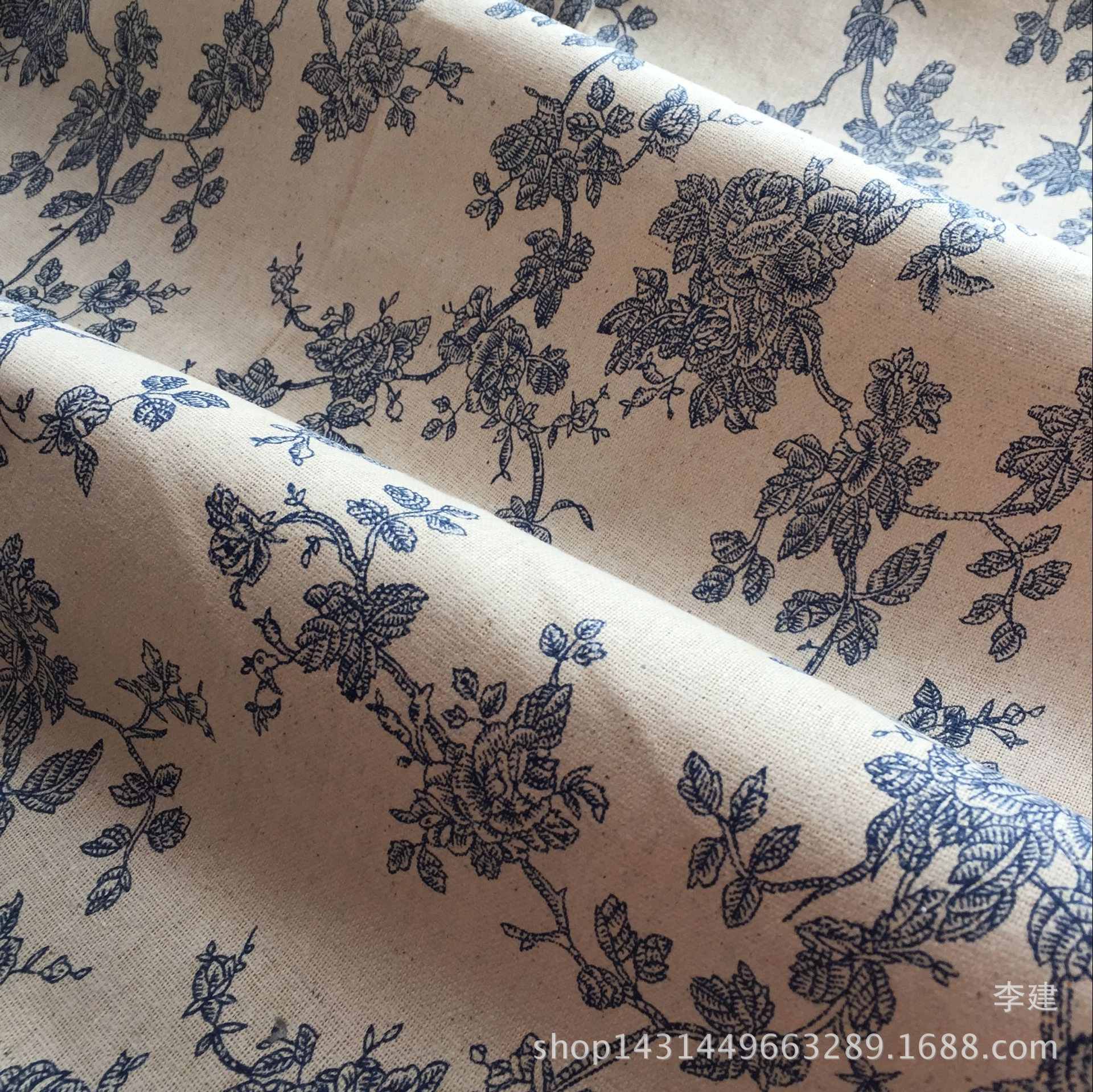 Профессиональная печать и окрашивание льняной ткани, скатерть с цветами