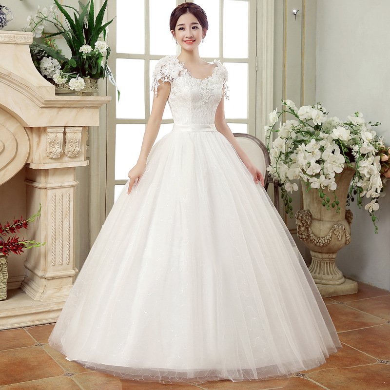 2025 Spring New Large Size Wedding Dress Slim Fit Shoulder Floor-Length Fat Man Lace Flower One Shoulder Women