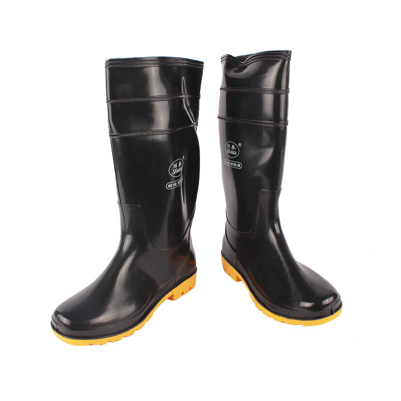 Tianjin [Litai] Black Thickened Beef Bottom Wear-resistant Non-slip Oil-resistant Acid and Alkali-resistant Rubber High Boots
