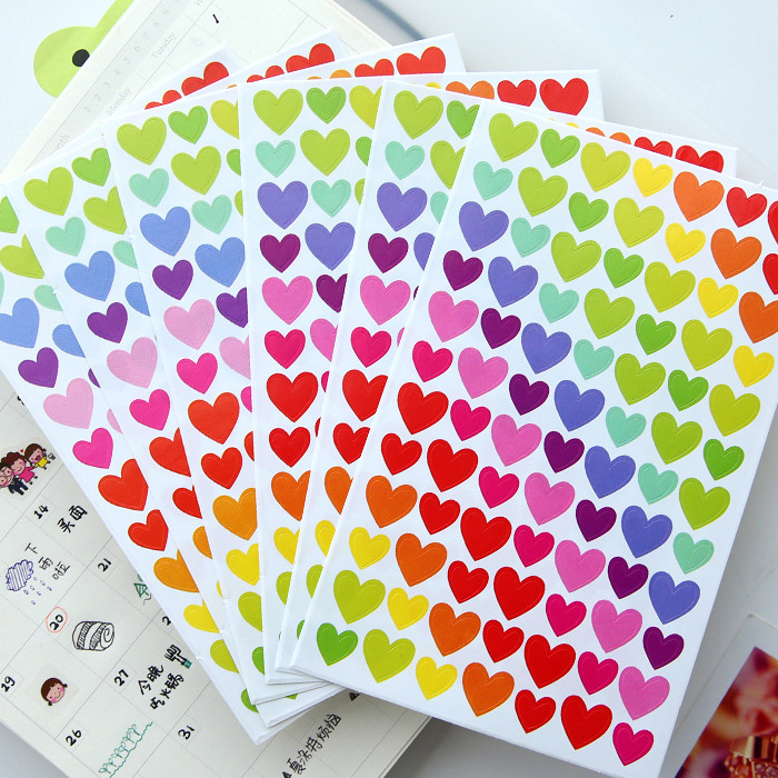 A12 Korean Stickers Colorfulful Dot Heart Five-Star Decorative Stickers Handbook DIY Photo Album Rainbow Decorative Stickers
