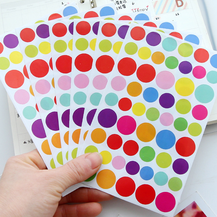 A12 Korean Stickers Colorfulful Dot Heart Five-Star Decorative Stickers Handbook DIY Photo Album Rainbow Decorative Stickers