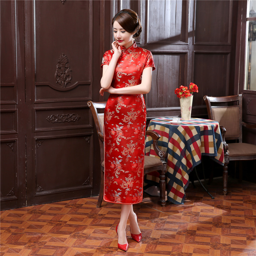 Supply Tang costume cheongsam dragon and phoenix cheongsam large size performance clothes performance wholesale slim fit daily banquet J3090
