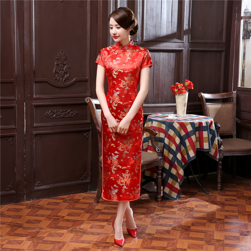 Supply Tang costume cheongsam dragon and phoenix cheongsam large size performance clothes performance wholesale slim fit daily banquet J3090