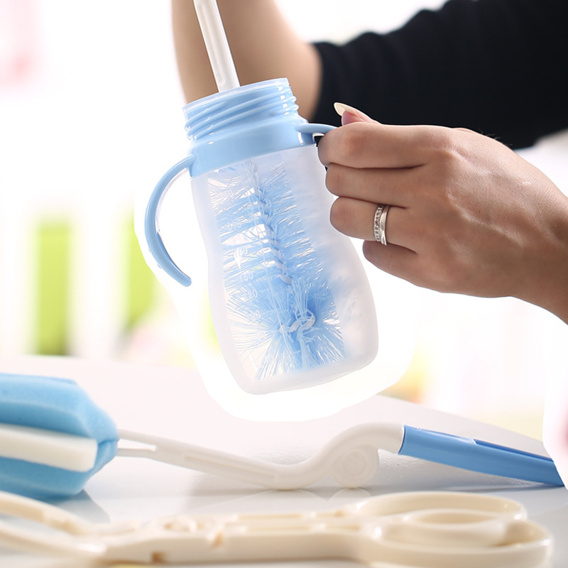 Moon Boat Baby Newborn Brush Bottle Brush Nipple Clip Brush Set Nylon Sponge Suction Tube Brush Long Handle Cup Brush