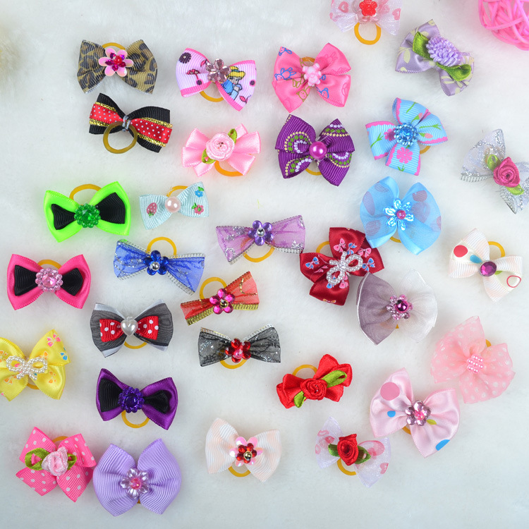 Z pet decorations Amazon explosions bow jewelry dog headdress teddy rubber band dog rubber band wholesale