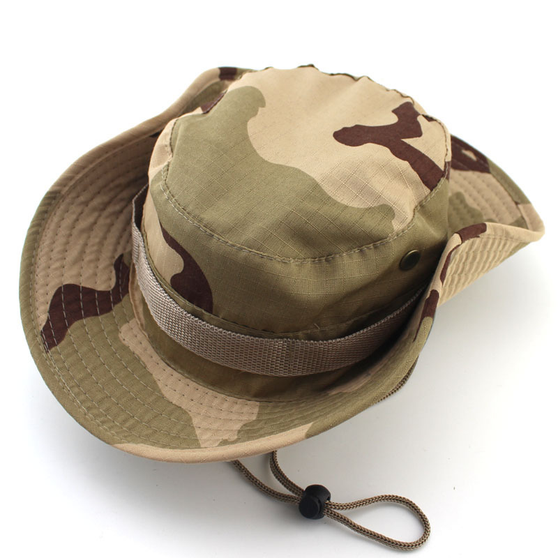 Cross-Border Supplier Outdoor Camping Camouflage Hat Fishing Hat Travel Fisherman Hat Beanie Hat Men and Women Sun Protection Hat