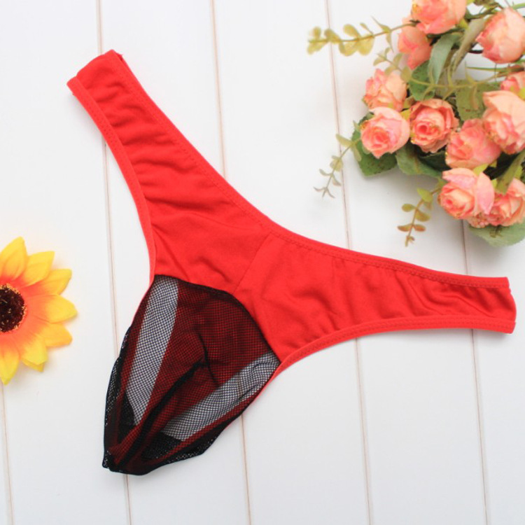 Qiqu Men's Underwear Mesh Transparent Breathable Men's Triangle Sexy 2032