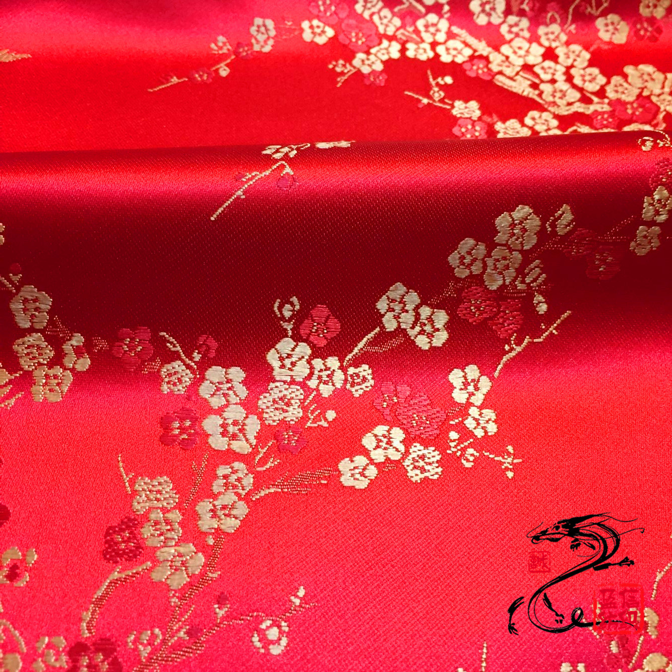 Прямые поставки с фабрики нейлоновая парча красная золотая слива сцена одежда удачи кота упаковочная ткань