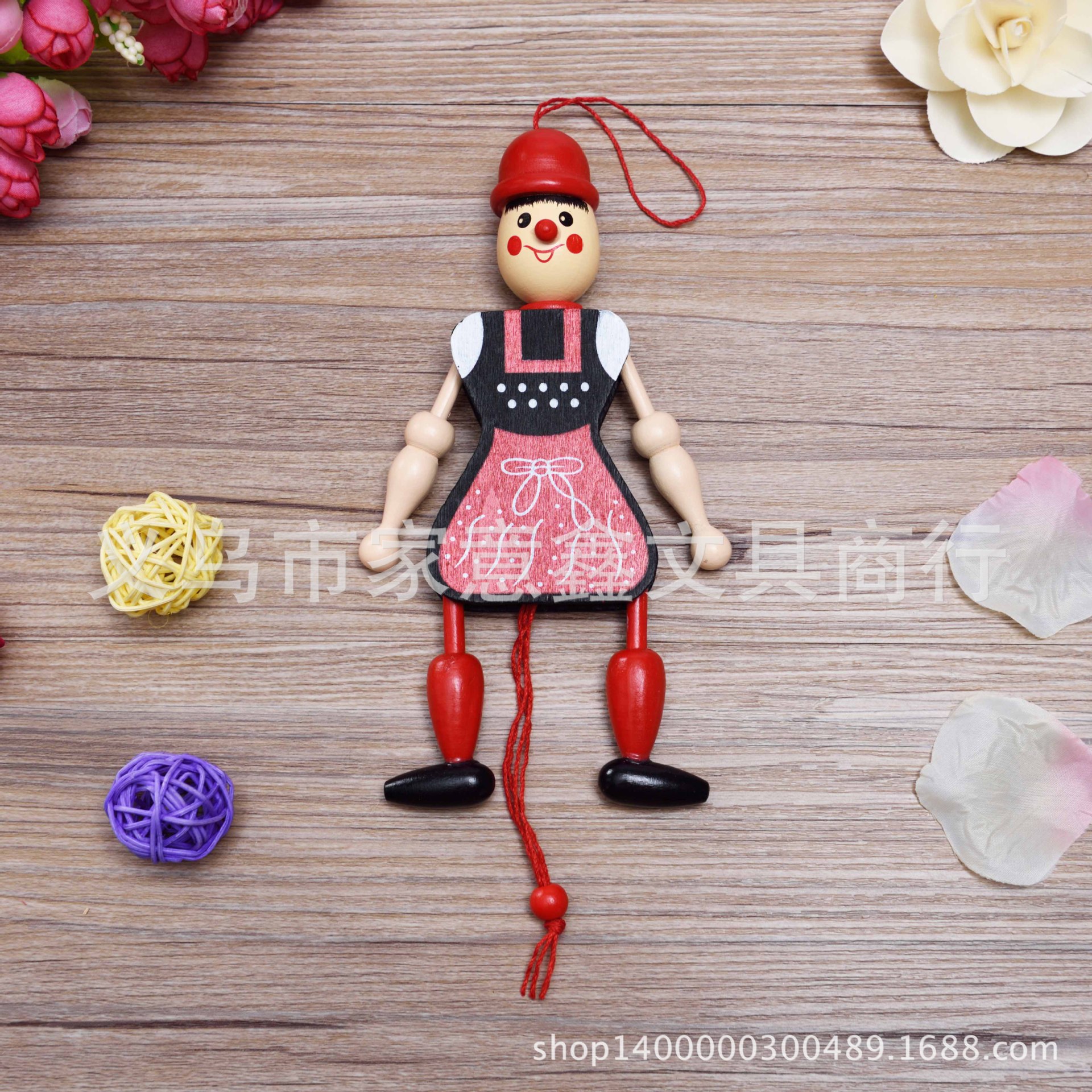 Wooden Toy Medium Pull String Puppet Girl Pull String Man Street Stall Temple Party Sales