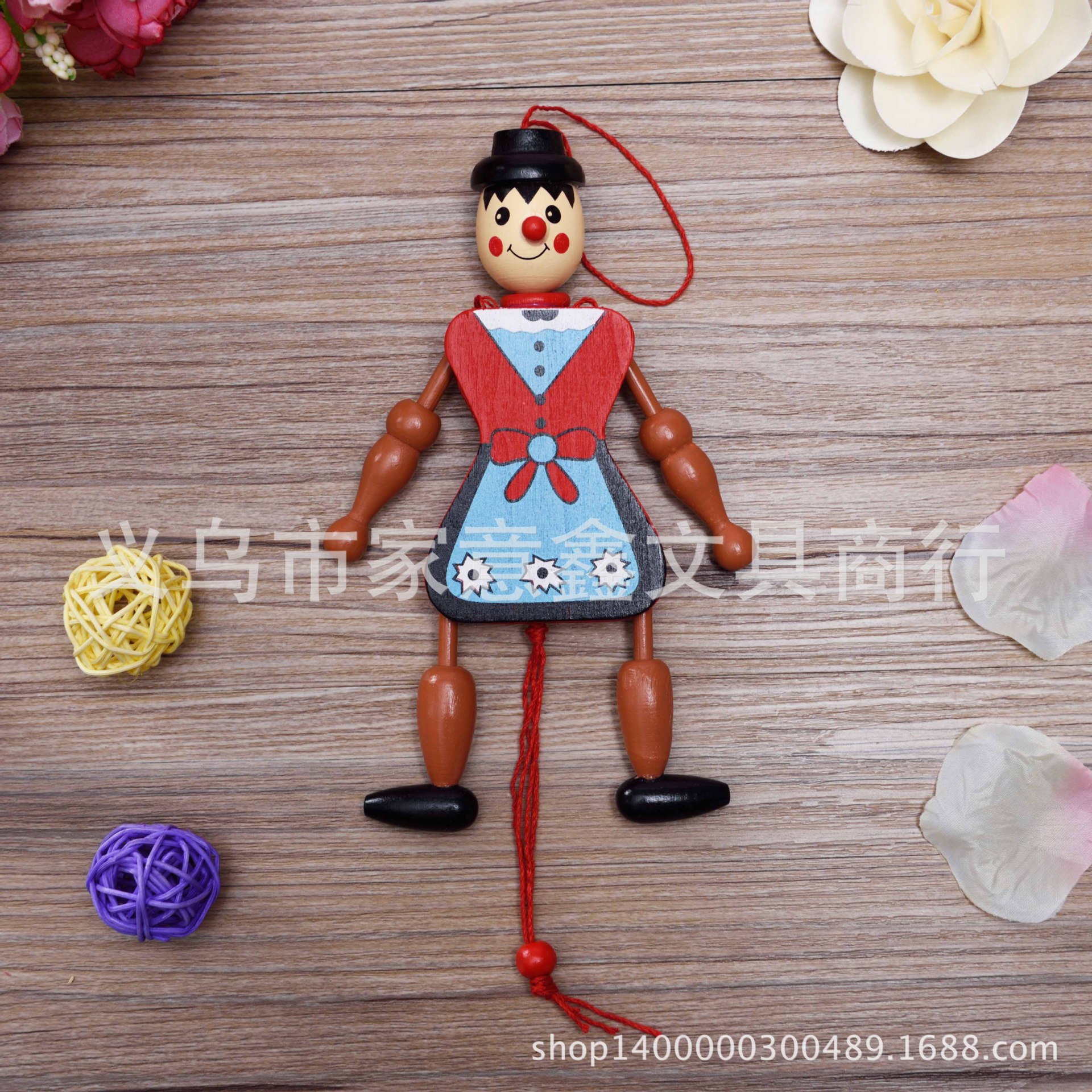 Wooden Toy Medium Pull String Puppet Girl Pull String Man Street Stall Temple Party Sales