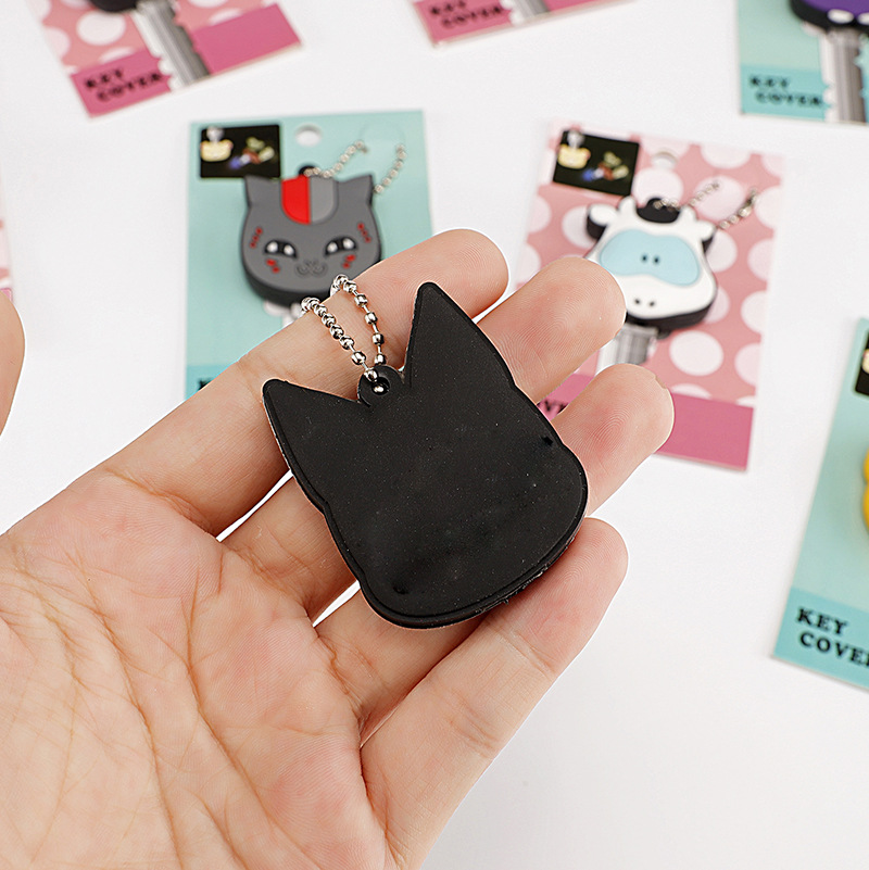 Keychain wholesale creative cartoon double-sided three-dimensional pvc soft glue key set chain buckle shell LED with light key set