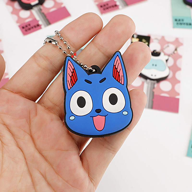 Keychain wholesale creative cartoon double-sided three-dimensional pvc soft glue key set chain buckle shell LED with light key set