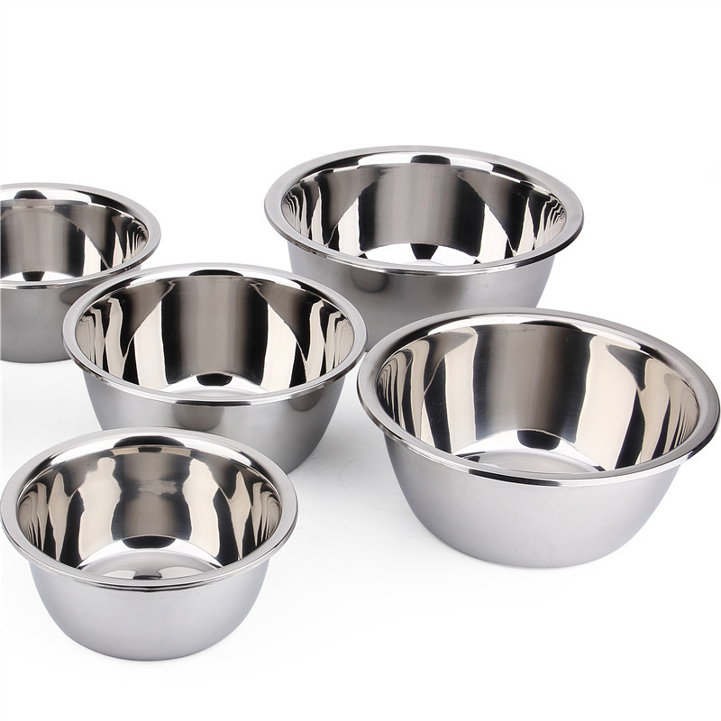 Factory Direct Supply of Thickened Stainless Steel Basins, Non-Magnetic Reverse Edge Seasoning Cylinder, Baking Egg Beater Basin, Deepened Vegetable Basin Wholesale