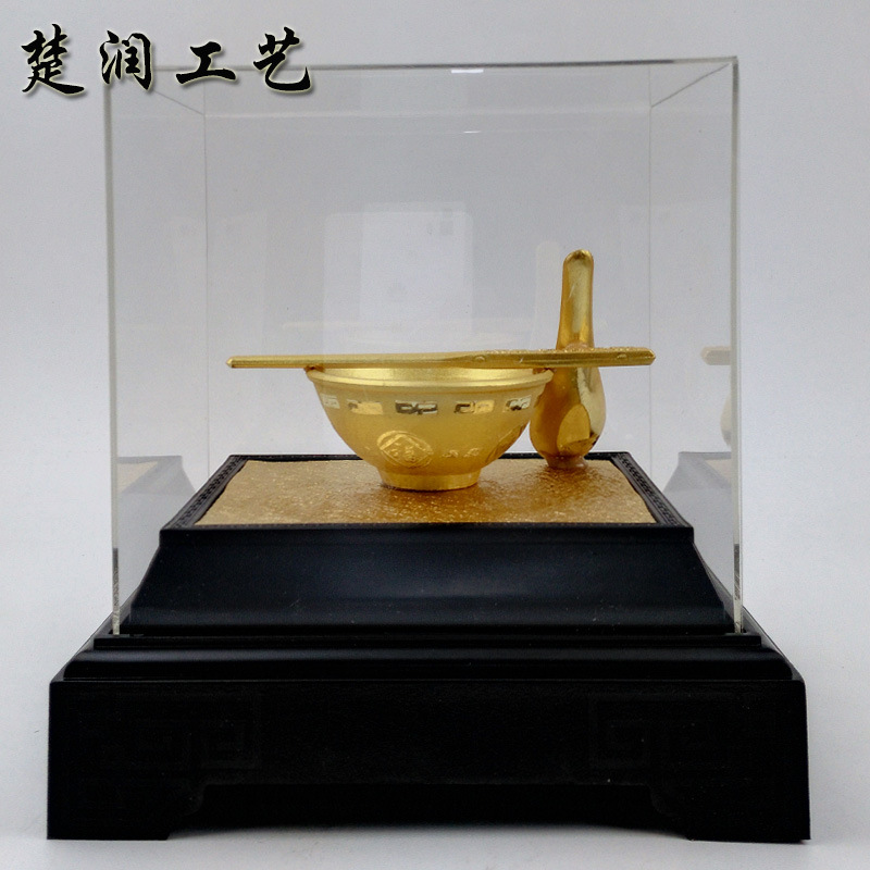 Yiwu supply gold bowl chopsticks gold bowl TOEFL ornaments golden rice bowl creative home living room dining room ornaments wholesale
